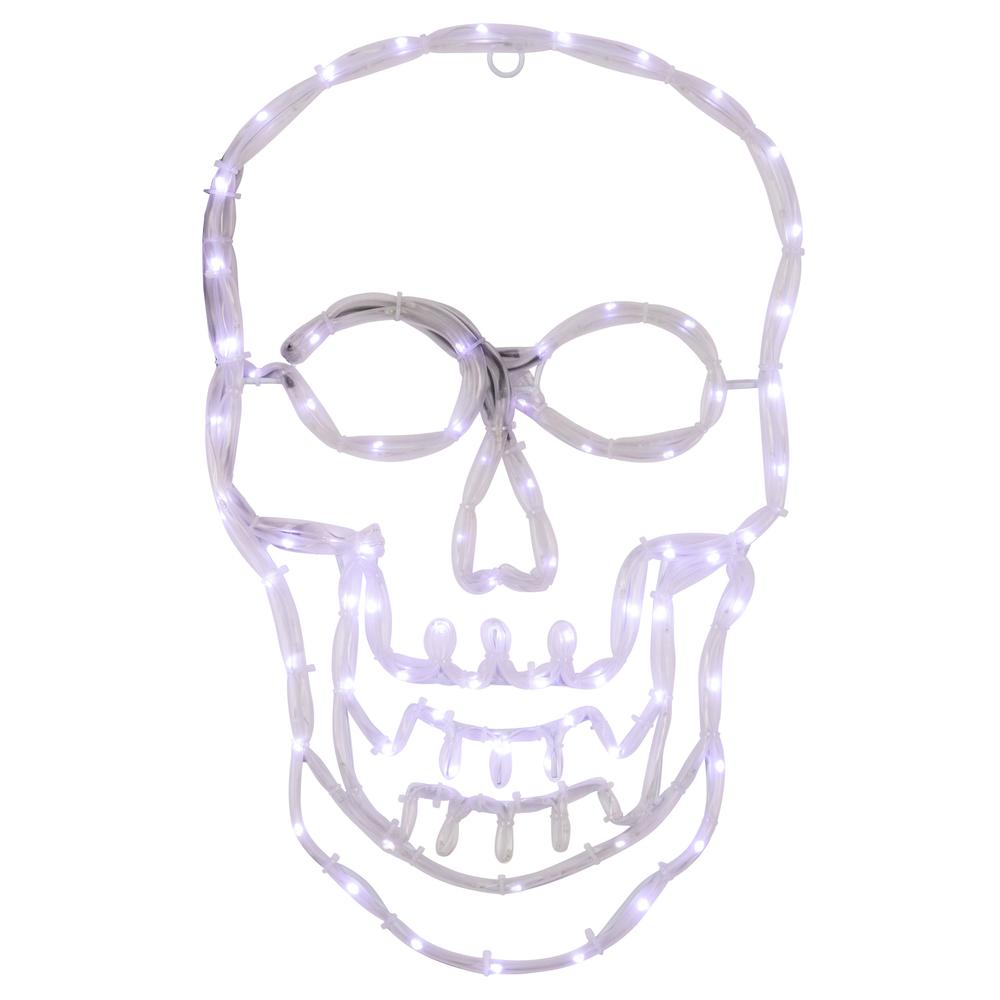 18" Lighted Skull with 4 Function Controller Window Silhouette Halloween Decoration. Picture 1