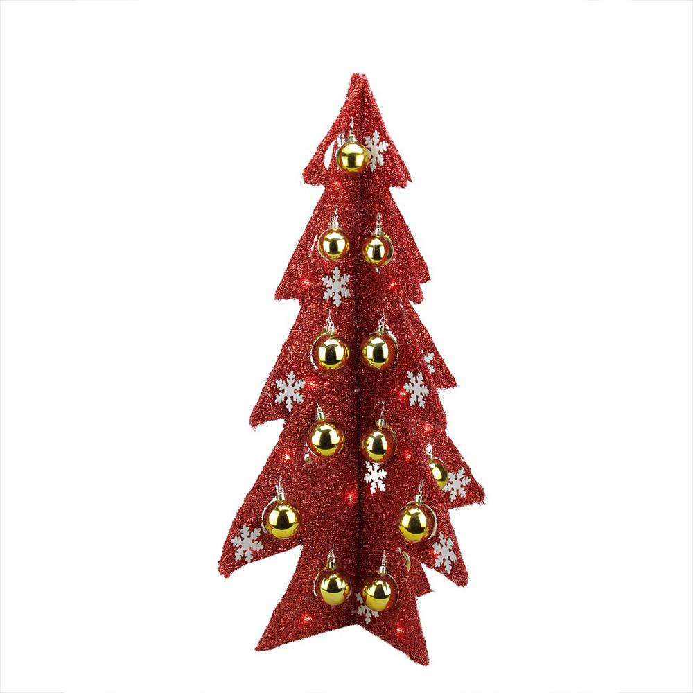 2.25' Pre-Lit Slim Tinsel Artificial Christmas Tree - Red Lights. Picture 2