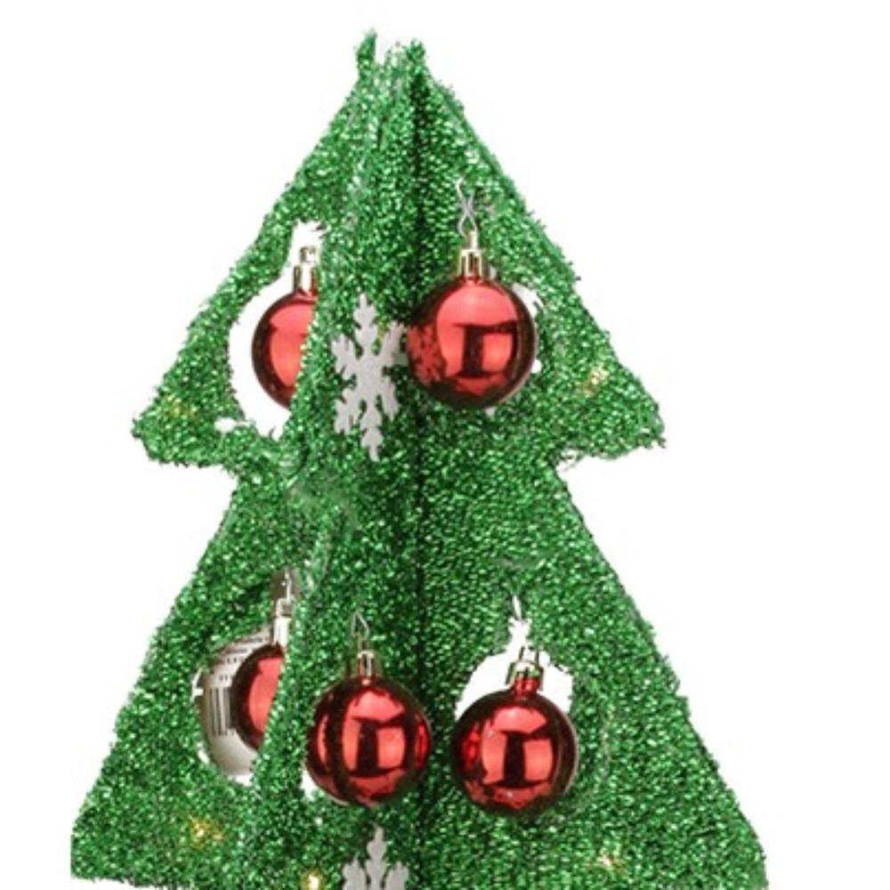 28" Pre-Lit Battery Operated Green and Red LED Christmas Tree Tabletop Decor. Picture 2