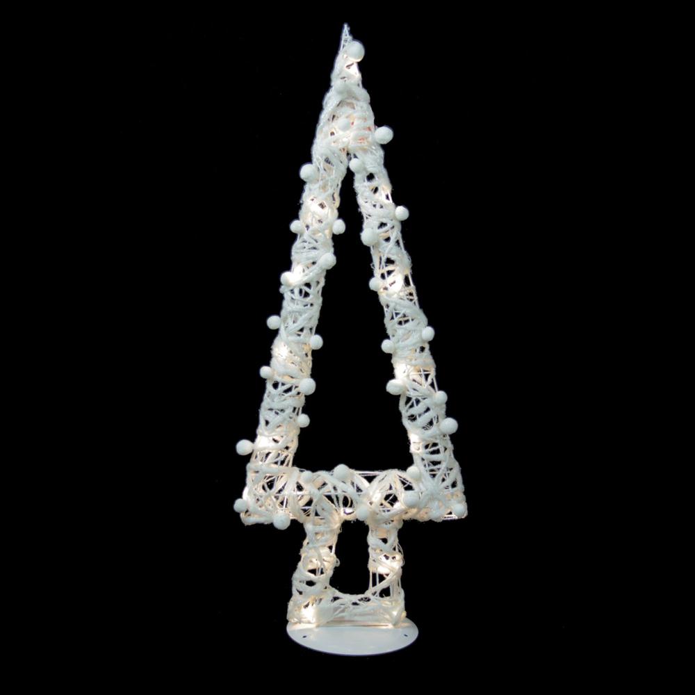 34" Pre-Lit White Battery Operated Glittered Christmas Tree Decor. Picture 2