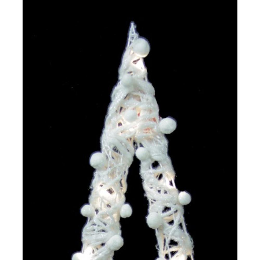 34" Pre-Lit White Battery Operated Glittered Christmas Tree Decor. Picture 3