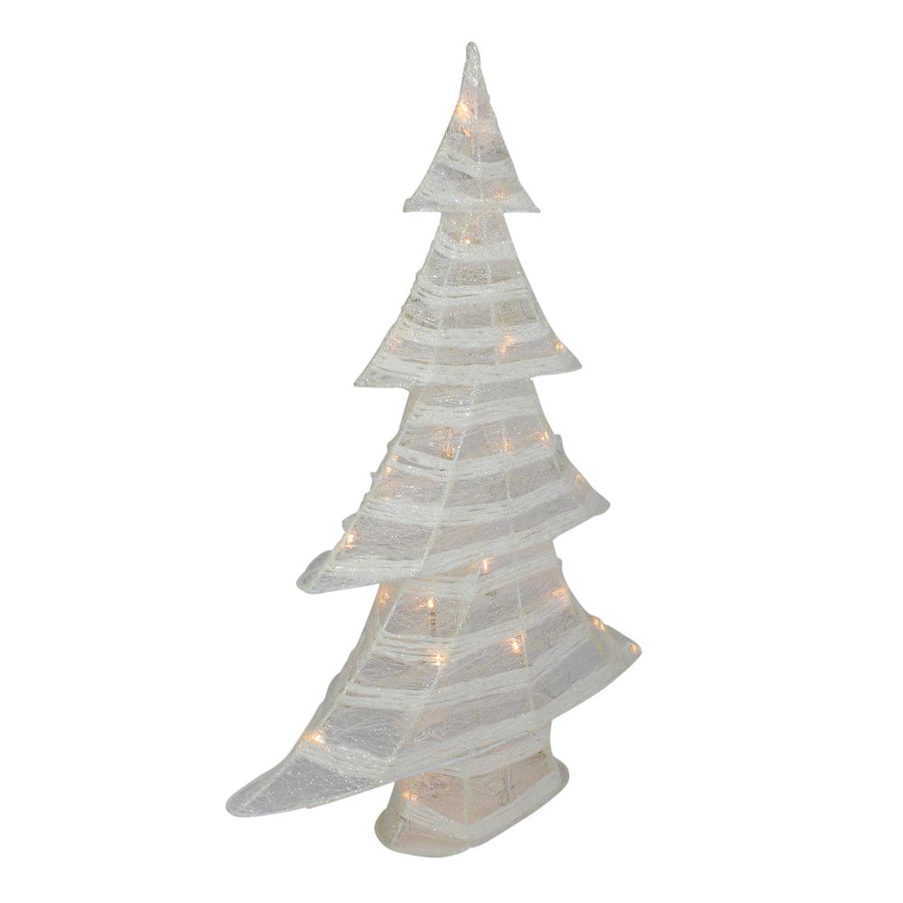 24.5" White and Silver Battery Operated Glittered LED Christmas Tree Tabletop Decor. Picture 2