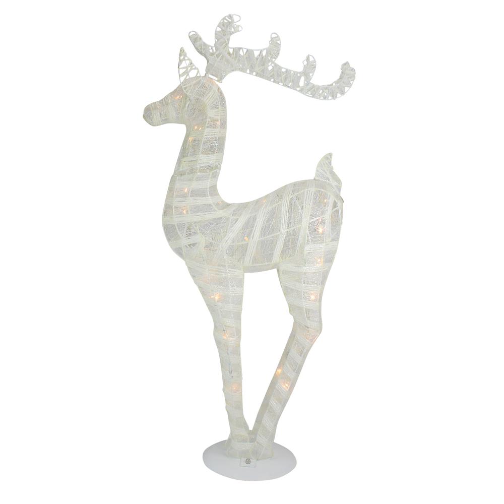 36" White and Silver Glitter LED Lighted Reindeer Christmas Tabletop Decor. Picture 1