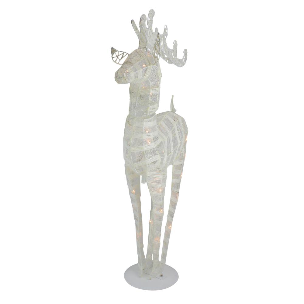 36" White and Silver Glitter LED Lighted Reindeer Christmas Tabletop Decor. Picture 2