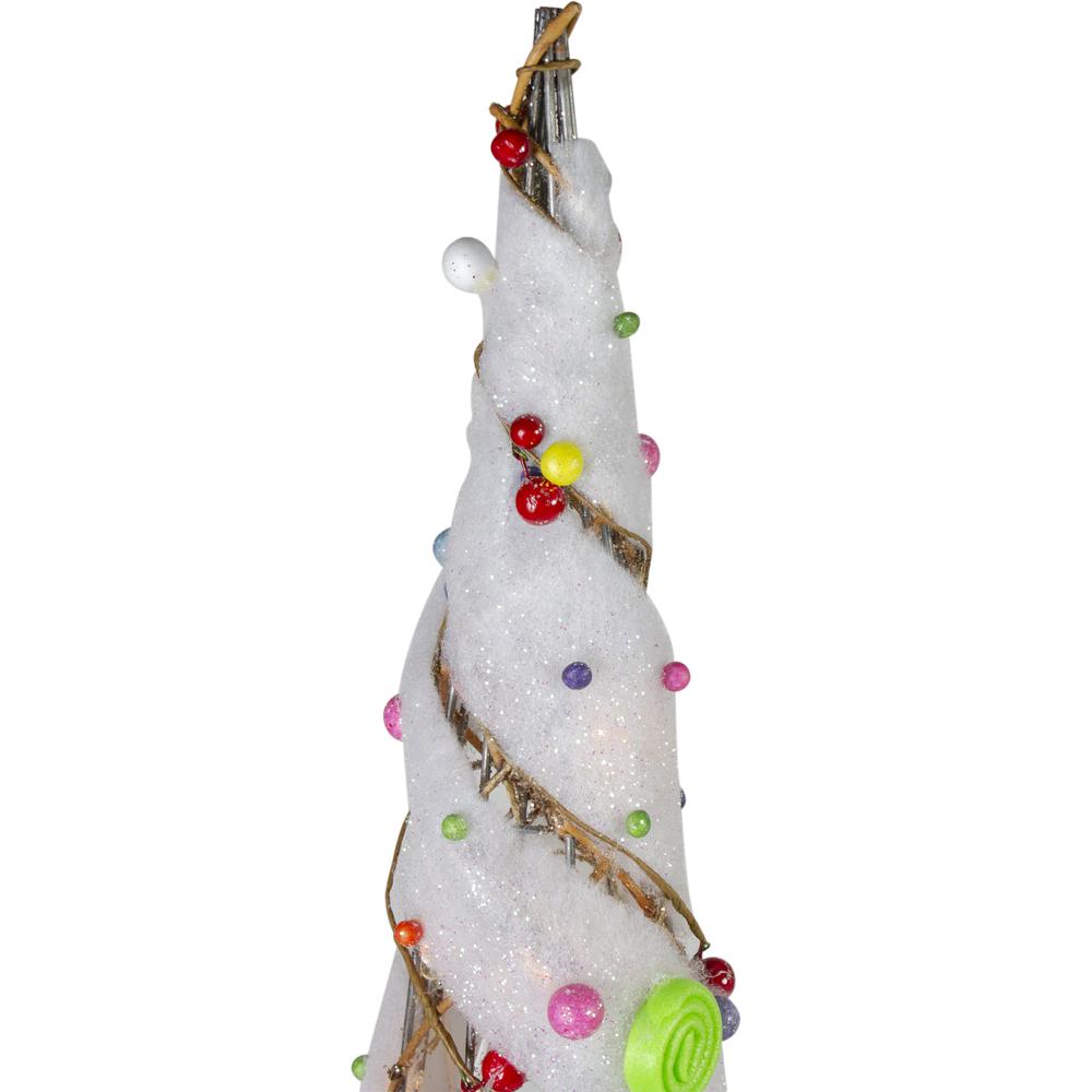 Set of 3 Lighted Champagne Gold Candy Covered Cone Tree Outdoor Christmas Decorations 39.25". Picture 3