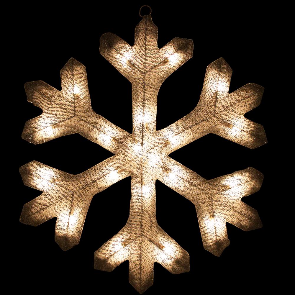 20" Silver Lighted Tinsel Christmas Snowflake Window Decor. Picture 2
