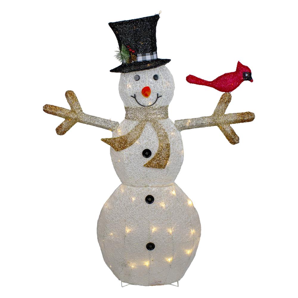 49" White and Black LED Lighted Snowman with Top Hat Christmas Outdoor Decoration. Picture 1