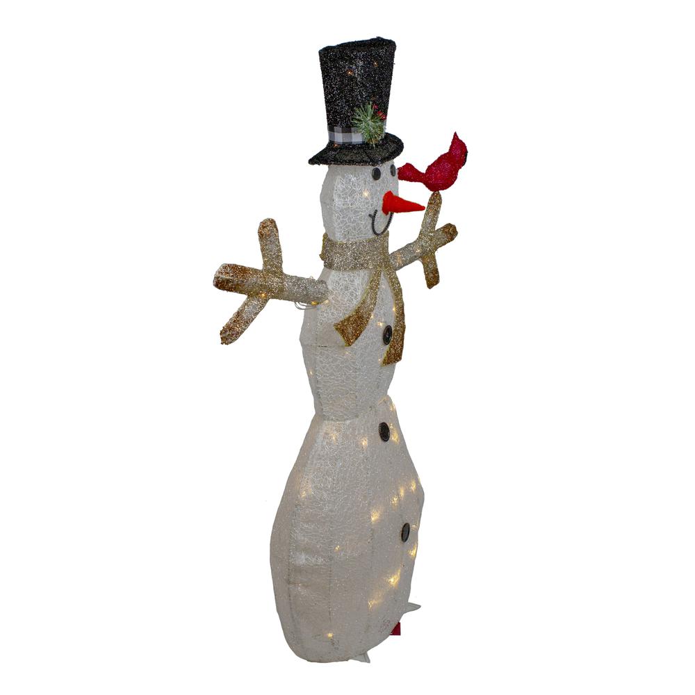 49" White and Black LED Lighted Snowman with Top Hat Christmas Outdoor Decoration. Picture 4