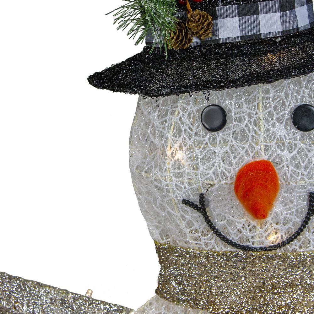 49" White and Black LED Lighted Snowman with Top Hat Christmas Outdoor Decoration. Picture 3