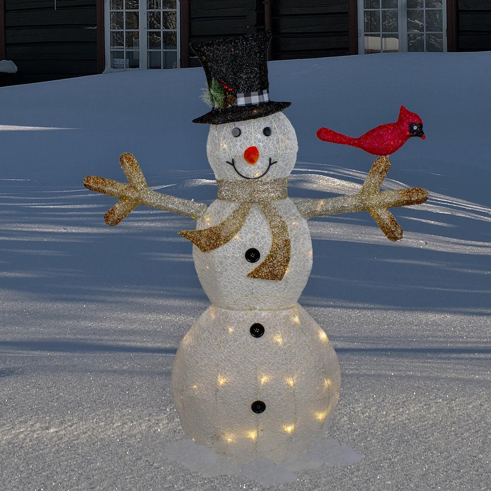 49" White and Black LED Lighted Snowman with Top Hat Christmas Outdoor Decoration. Picture 2