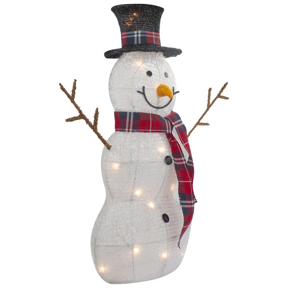Set of 2 Lighted Tinsel Snowmen Family Christmas Yard Decorations. Picture 4