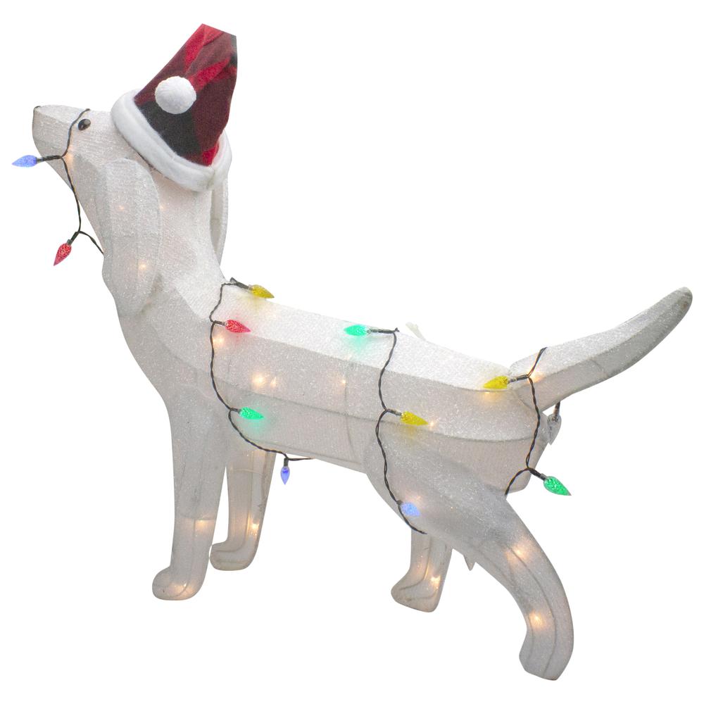 32" LED Lighted Dachshund Dog in Santa Hat Outdoor Christmas Decoration. Picture 4