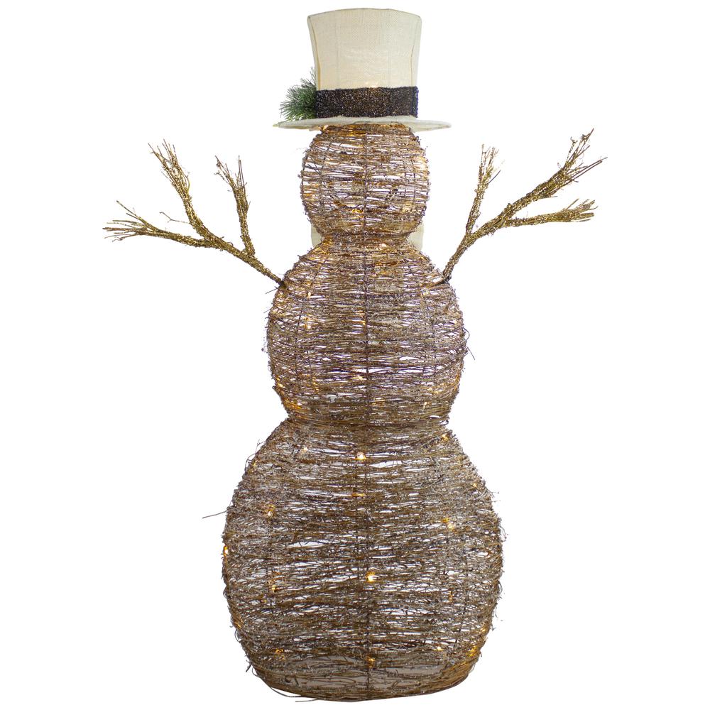 48" LED Lighted Rustic Rattan Snowman Outdoor Christmas Decoration. Picture 4