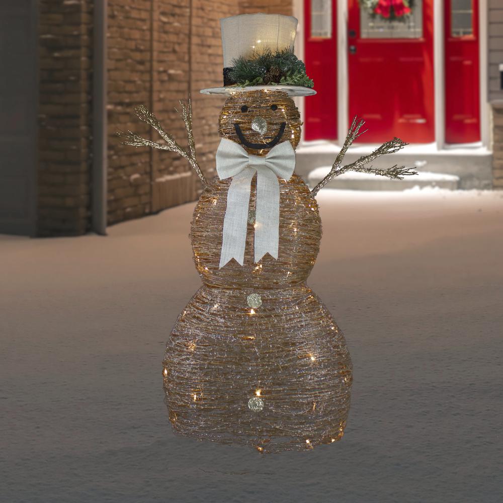 48" LED Lighted Rustic Rattan Snowman Outdoor Christmas Decoration. Picture 2