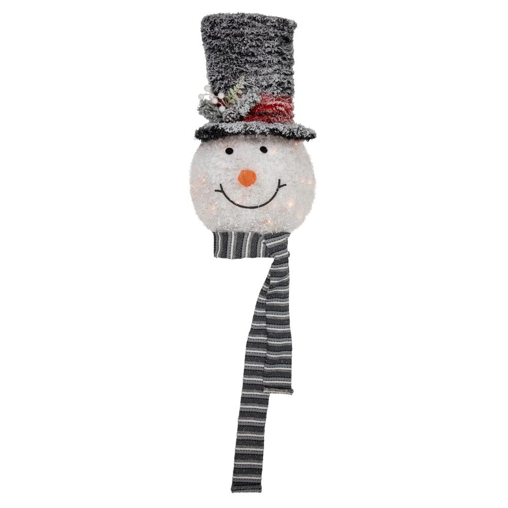 25" Lighted Snowman with Black Frosted Top Hat Christmas Tree Topper. Picture 1