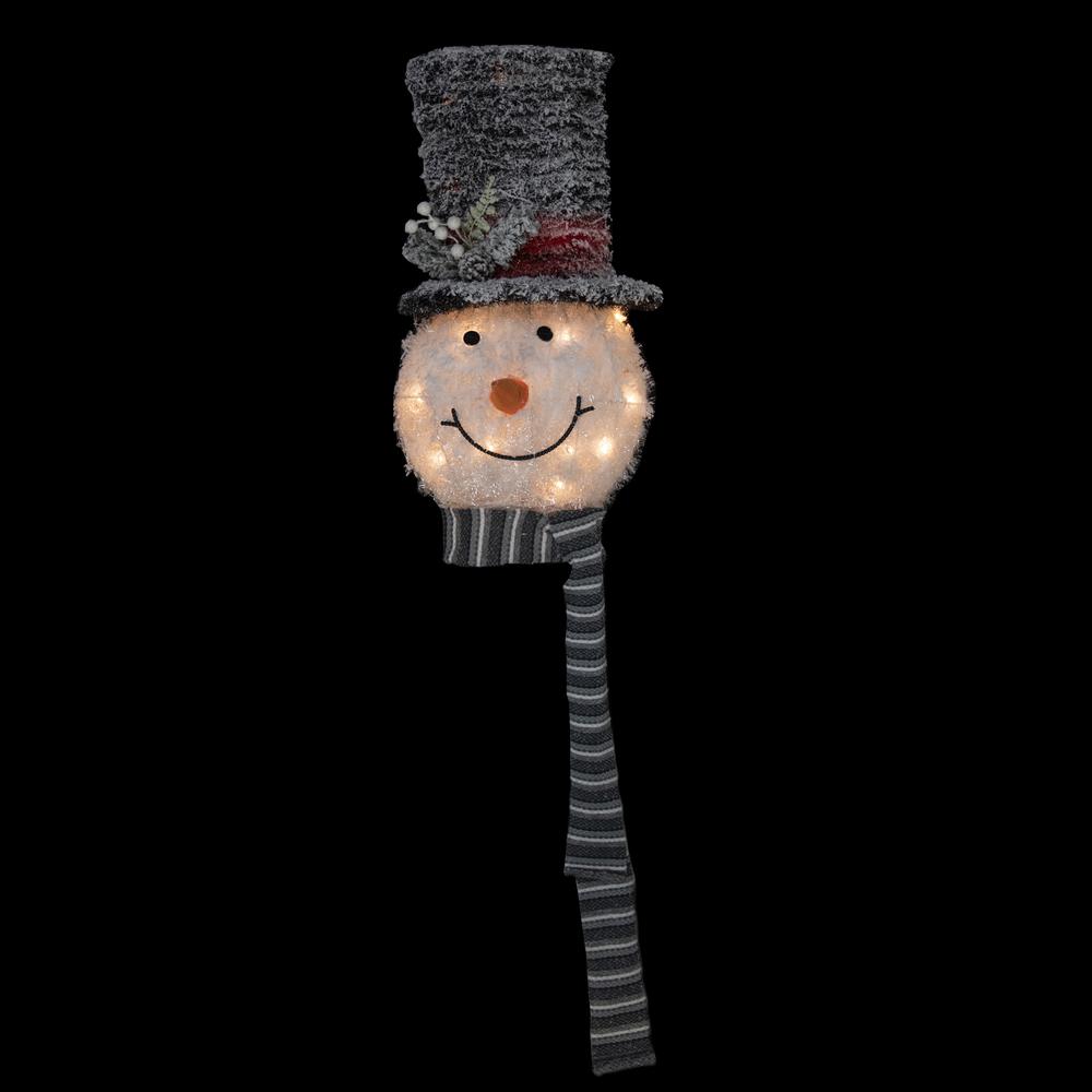 25" Lighted Snowman with Black Frosted Top Hat Christmas Tree Topper. Picture 2