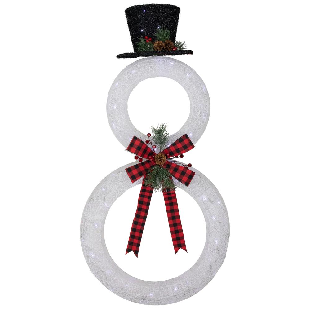 48" LED Lighted Wreath Snowman Outdoor Christmas Decoration. Picture 1