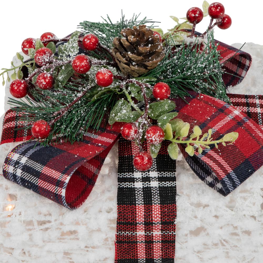 Set of 3 Lighted Red Plaid Gift Boxes Outdoor Decorations. Picture 5