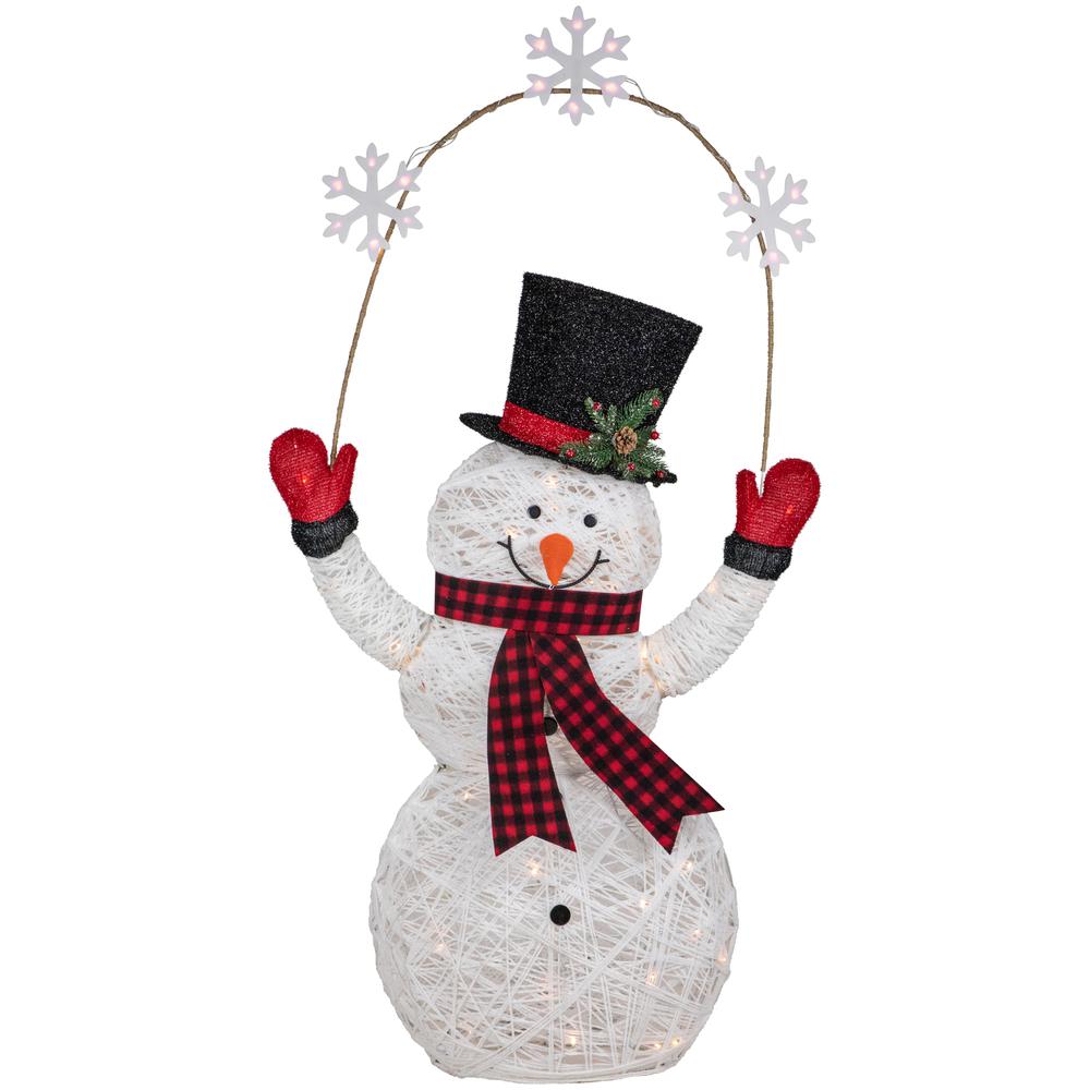 57" LED Lighted Snowman Holding Snowflakes Outdoor Christmas Decoration. Picture 1