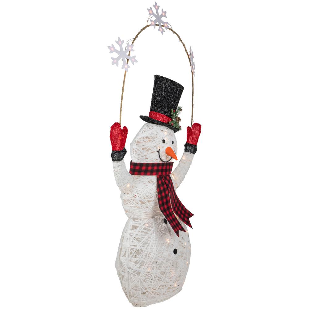 57" LED Lighted Snowman Holding Snowflakes Outdoor Christmas Decoration. Picture 4