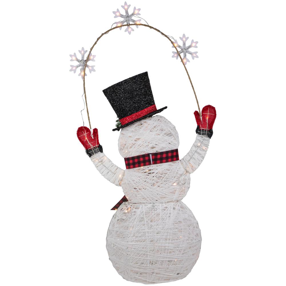57" LED Lighted Snowman Holding Snowflakes Outdoor Christmas Decoration. Picture 7