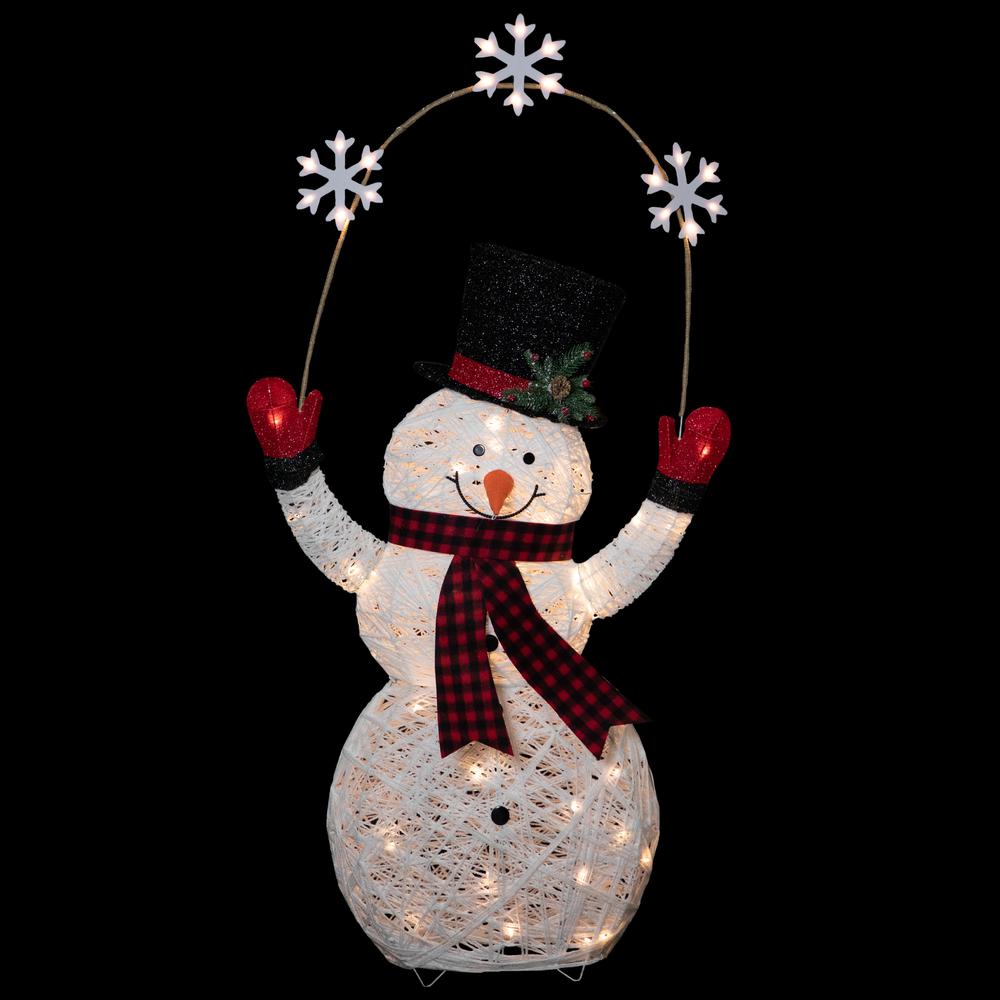 57" LED Lighted Snowman Holding Snowflakes Outdoor Christmas Decoration. Picture 3