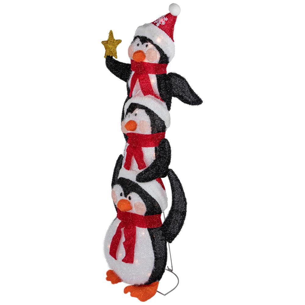 41" Lighted Stacked Penguin Family Outdoor Christmas Decoration. Picture 4