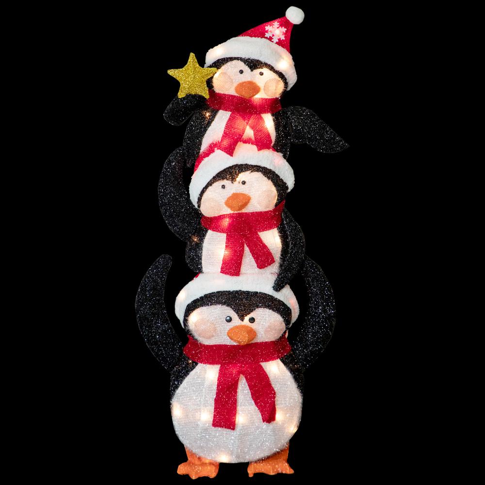 41" Lighted Stacked Penguin Family Outdoor Christmas Decoration. Picture 3