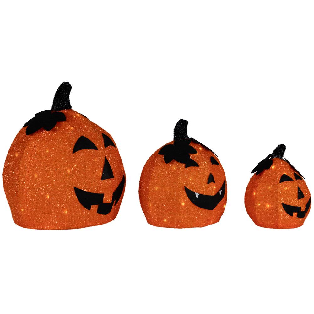 Set of 3 LED Lighted Jack O' Lanterns Outdoor Halloween Decorations 26". Picture 2