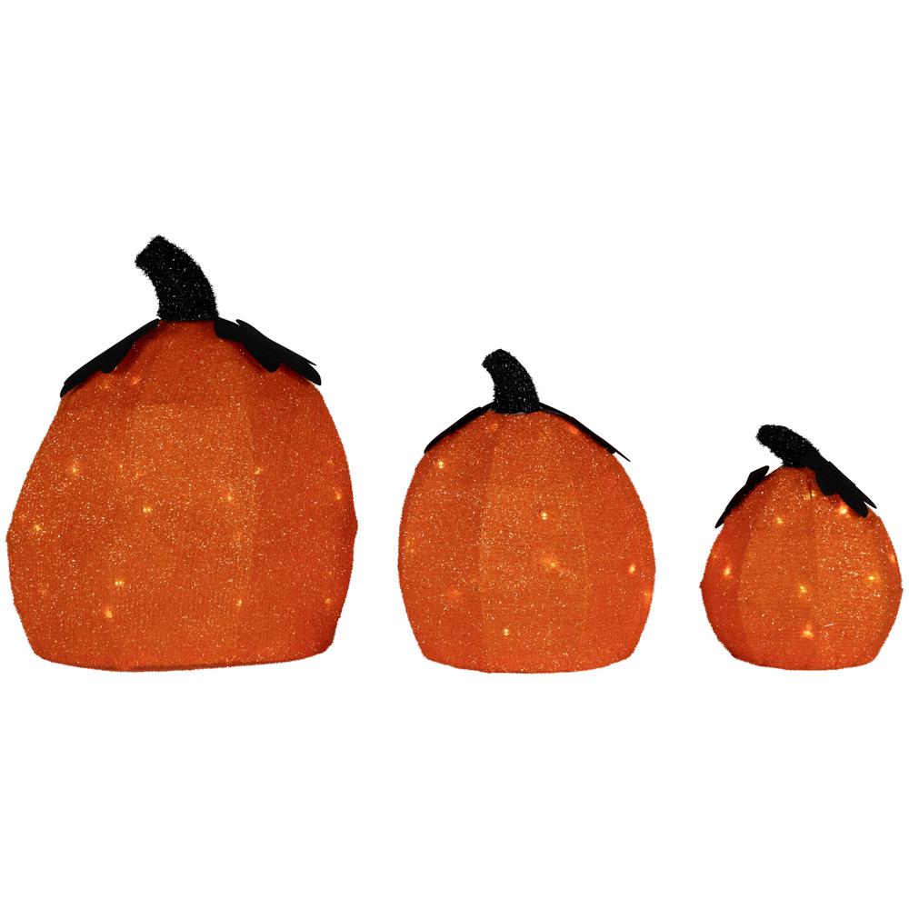 Set of 3 LED Lighted Jack O' Lanterns Outdoor Halloween Decorations 26". Picture 3