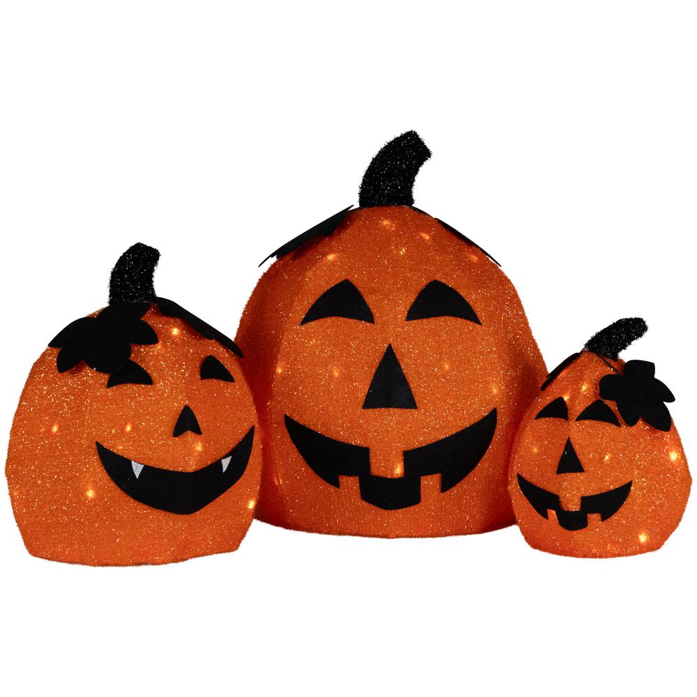 Set of 3 LED Lighted Jack O' Lanterns Outdoor Halloween Decorations 26". Picture 4