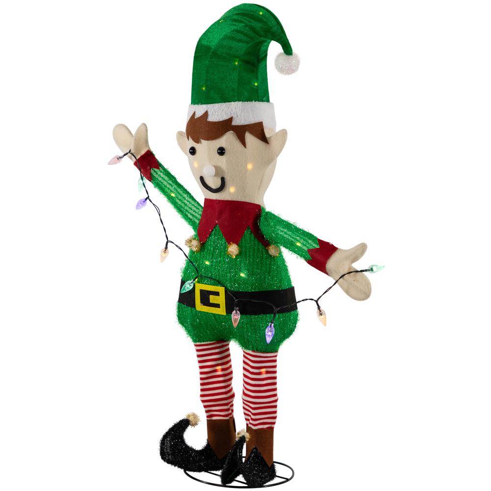 34.25" LED Lighted Elf Holding Christmas Lights Outdoor Yard Decoration. Picture 4