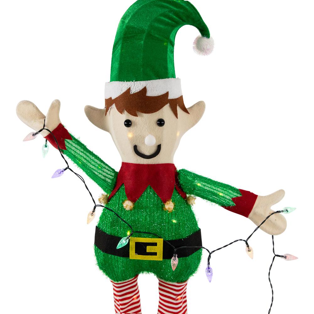 34.25" LED Lighted Elf Holding Christmas Lights Outdoor Yard Decoration. Picture 7