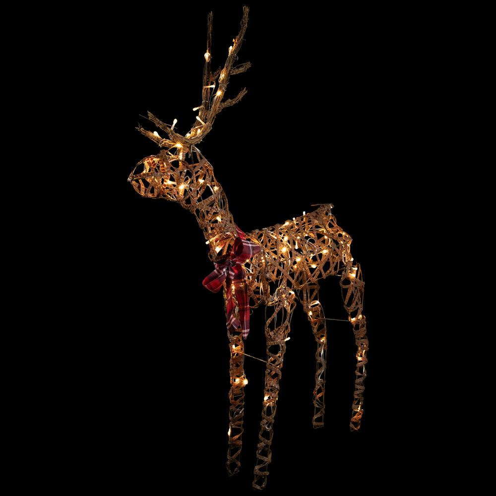 47" LED Lighted Standing Rattan Reindeer Outdoor Christmas Decoration. Picture 7
