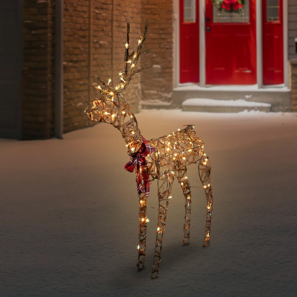 47" LED Lighted Standing Rattan Reindeer Outdoor Christmas Decoration. Picture 2
