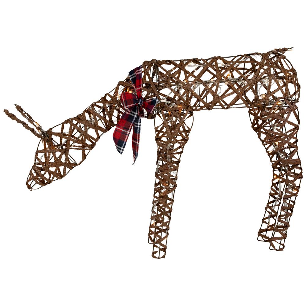 35" LED Lighted Feeding Rattan Reindeer Outdoor Christmas Decoration. Picture 3