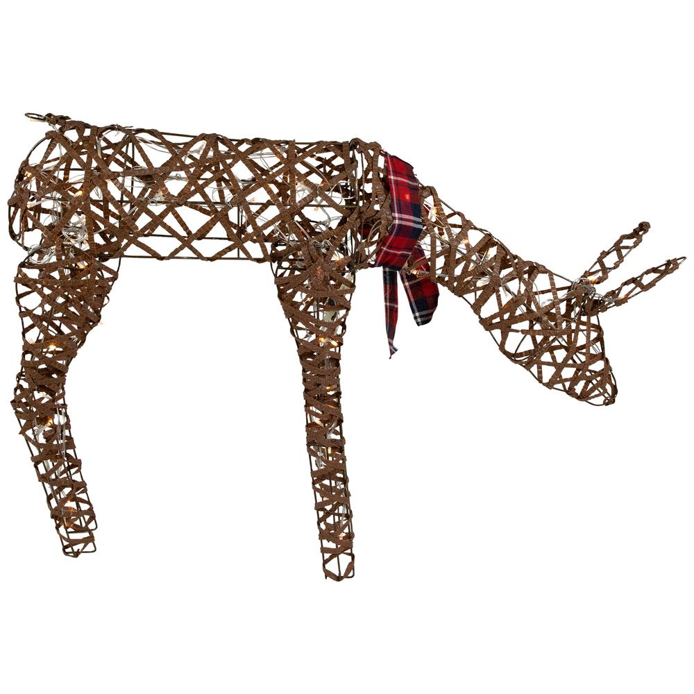 35" LED Lighted Feeding Rattan Reindeer Outdoor Christmas Decoration. Picture 4