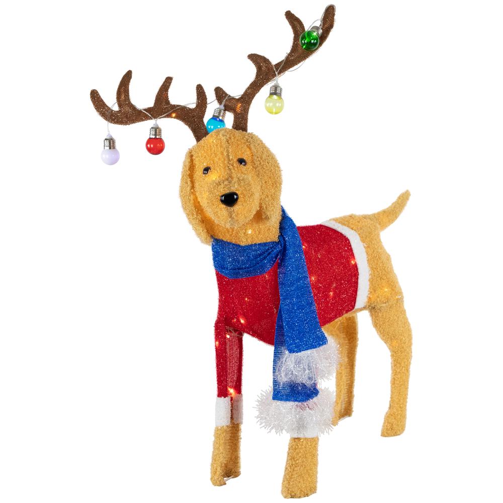 36.5" LED Lighted Dog Wearing Antlers Christmas Outdoor Yard Decoration. Picture 1