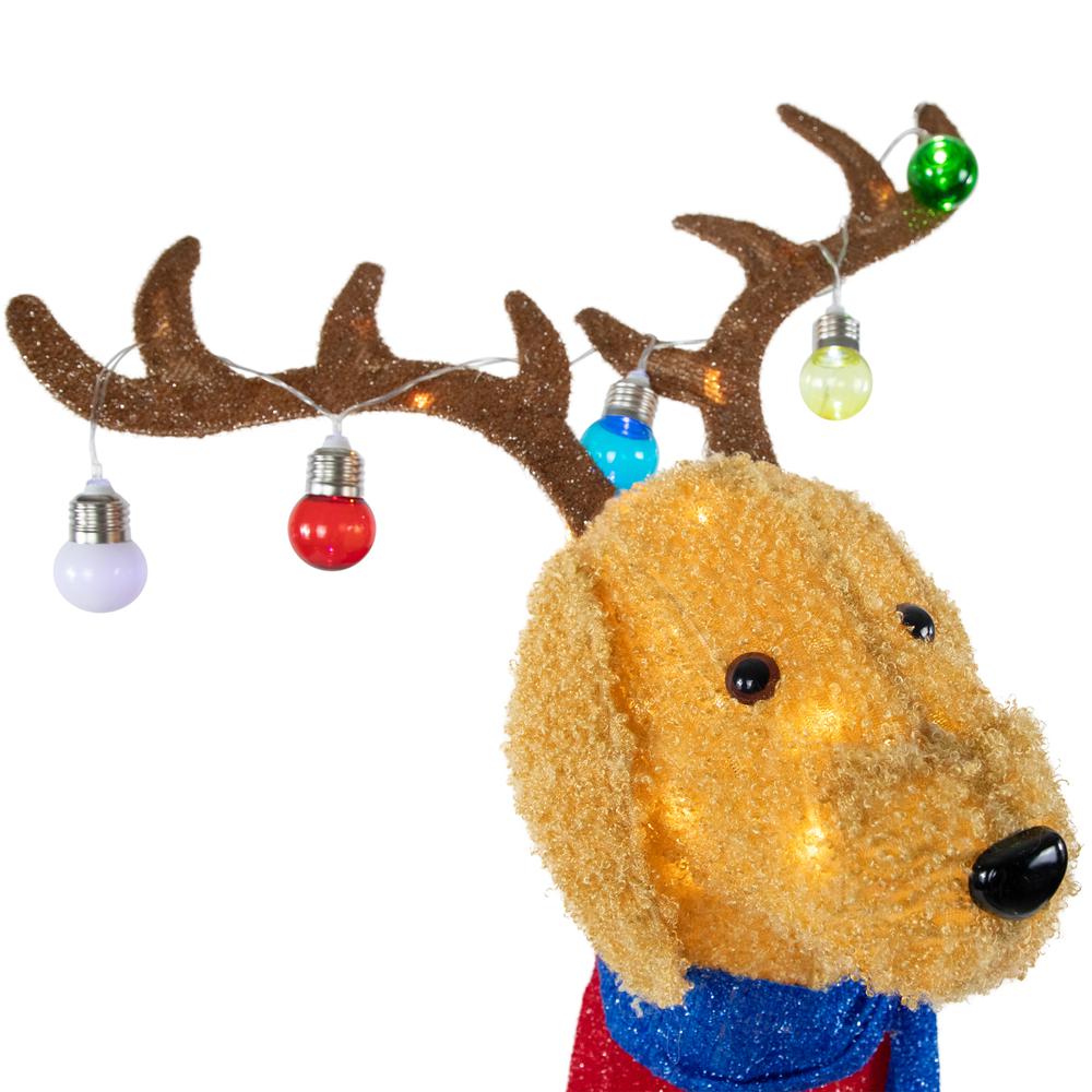 36.5" LED Lighted Dog Wearing Antlers Christmas Outdoor Yard Decoration. Picture 7