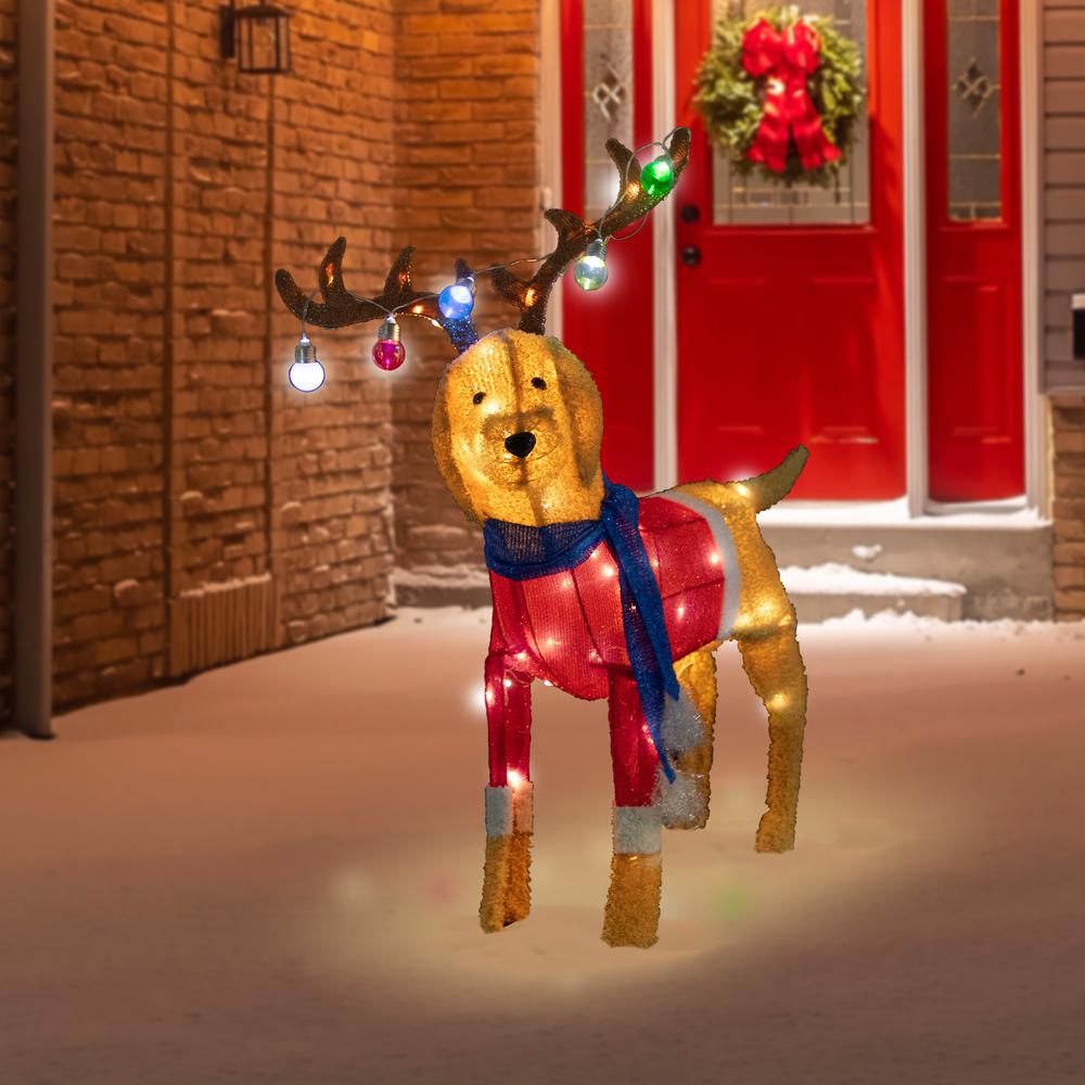 36.5" LED Lighted Dog Wearing Antlers Christmas Outdoor Yard Decoration. Picture 2
