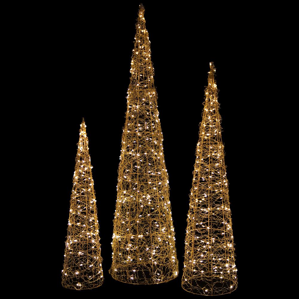 Set of 3 LED Twinkle Lighted Copper Trees Outdoor Christmas Decoration 39.5". Picture 3