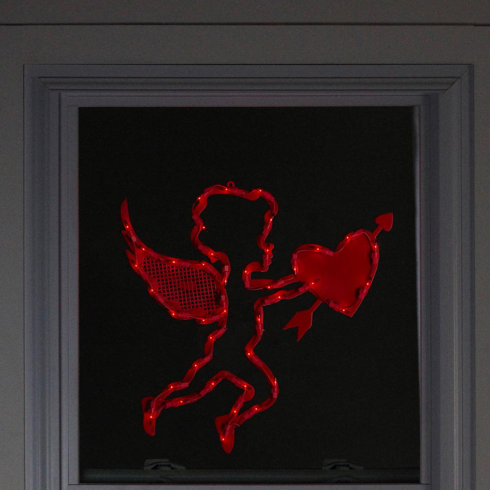 17" Lighted Red Cupid with Heart Valentine's Day Window Silhouette Decoration. Picture 3