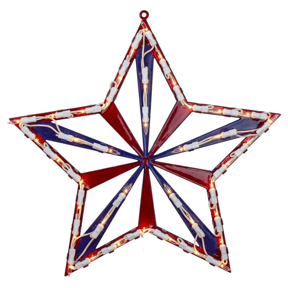 14" Lighted Red White and Blue 4th of July Star Window Silhouette Decoration. Picture 1