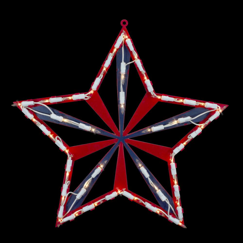 14" Lighted Red White and Blue 4th of July Star Window Silhouette Decoration. Picture 2