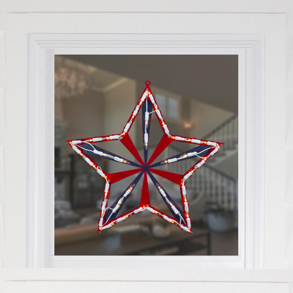 14" Lighted Red White and Blue 4th of July Star Window Silhouette Decoration. Picture 3