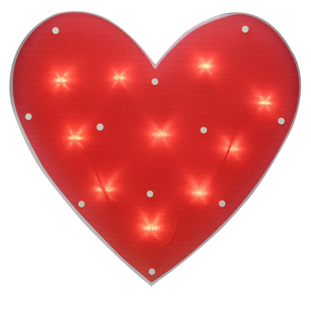 14.25" Lighted Red Heart Valentine's Day Window Silhouette Decoration. Picture 1