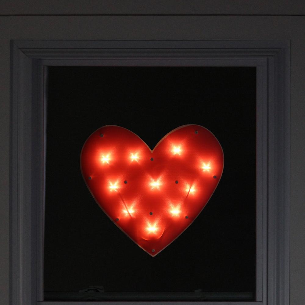14.25" Lighted Red Heart Valentine's Day Window Silhouette Decoration. Picture 3