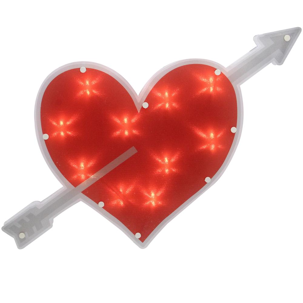 18" Lighted Red Heart with Arrow Valentine's Day Window Silhouette Decoration. Picture 1