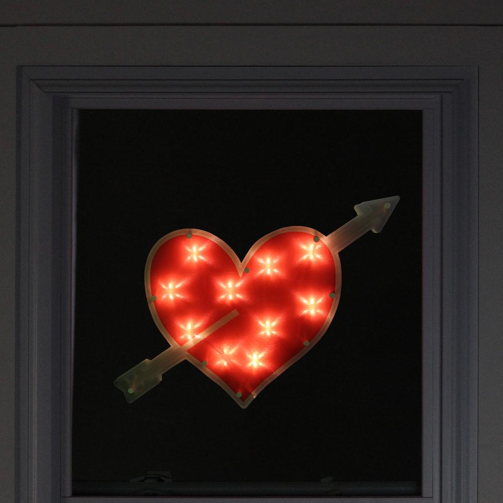18" Lighted Red Heart with Arrow Valentine's Day Window Silhouette Decoration. Picture 4