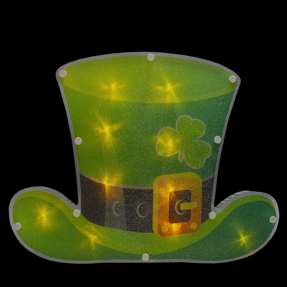 12.5" LED Lighted Irish St. Patrick's Day Leprechaun Hat Window Silhouette. Picture 3